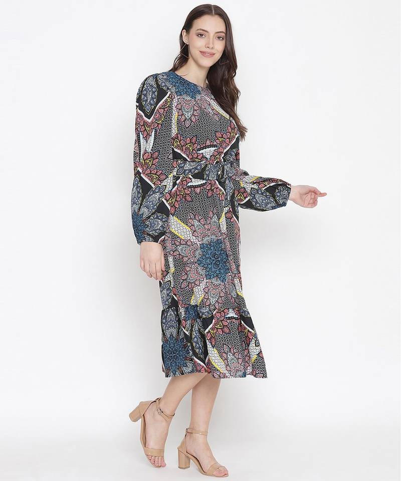 Mocolor printed bleted women stylish dress