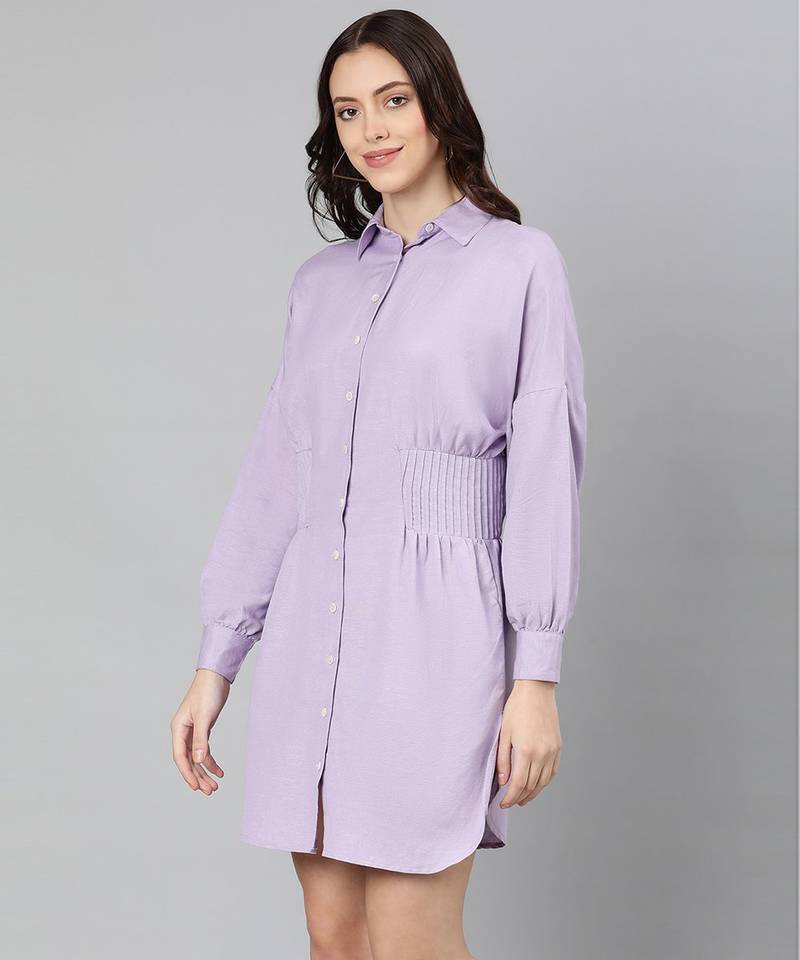 Eye catchy purple button- down women dress