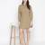 Umber Solid khaki button - down women dress