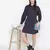 Stupefying solid navy blue button - down women dress