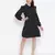 Valiant solid black chic button-down women shirt dress