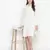 Delicate solid beige chic button-down women shirt dress