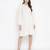 Delicate solid beige chic button-down women shirt dress