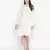 Delicate solid beige chic button-down women shirt dress