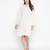 Delicate solid beige chic button-down women shirt dress