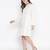 Delicate solid beige chic button-down women shirt dress