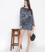 Leafy green floral print elasticated gorgeous women dress