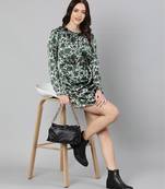 Splash blue floral print elasticated women dress