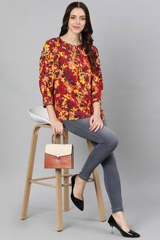 Floweratic muticolor smocking women top