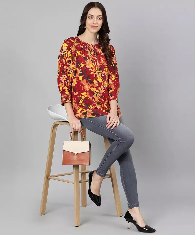 Floweratic muticolor smocking women top