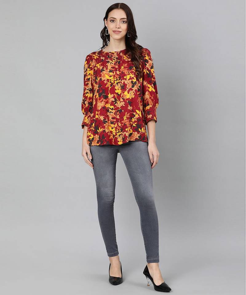 Floweratic muticolor smocking women top