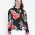 Blossoming black floral print tieknot women top