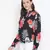 Blossoming black floral print tieknot women top