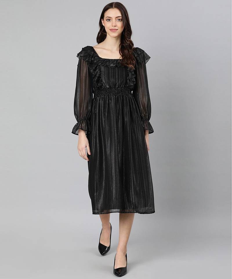 Party ropper lurex print with lining glitzing women dress