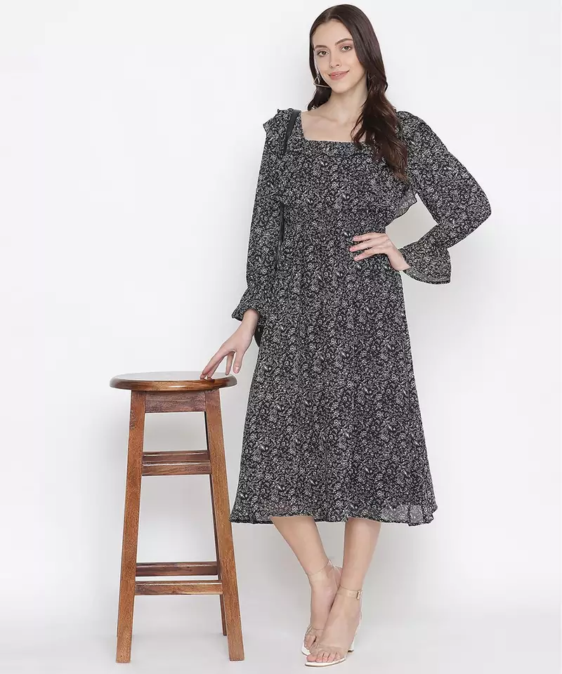 Squash Black with lining party wear women dress