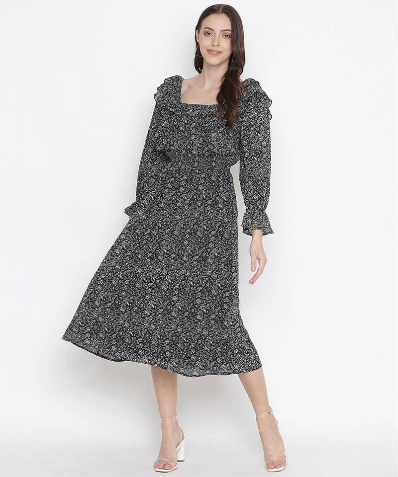 Squash Black with lining party wear women dress