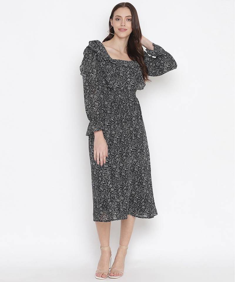 Squash Black with lining party wear women dress