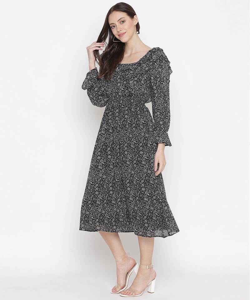 Squash Black with lining party wear women dress