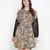 Brick brown floral printed sleeve lace fabric women dress