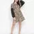 Brick brown floral printed sleeve lace fabric women dress