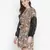 Brick brown floral printed sleeve lace fabric women dress