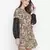 Brick brown floral printed sleeve lace fabric women dress