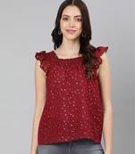 Feiry wine foil print lining chraming women top