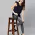 Searing Blue swiss dot print elegant women top