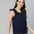 Searing Blue swiss dot print elegant women top