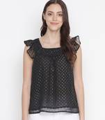 Grand black mutlicolor lurex print straling women top