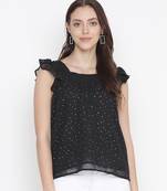 High rise black muticolor foil print women stylish top