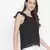 High rise black muticolor foil print women stylish top