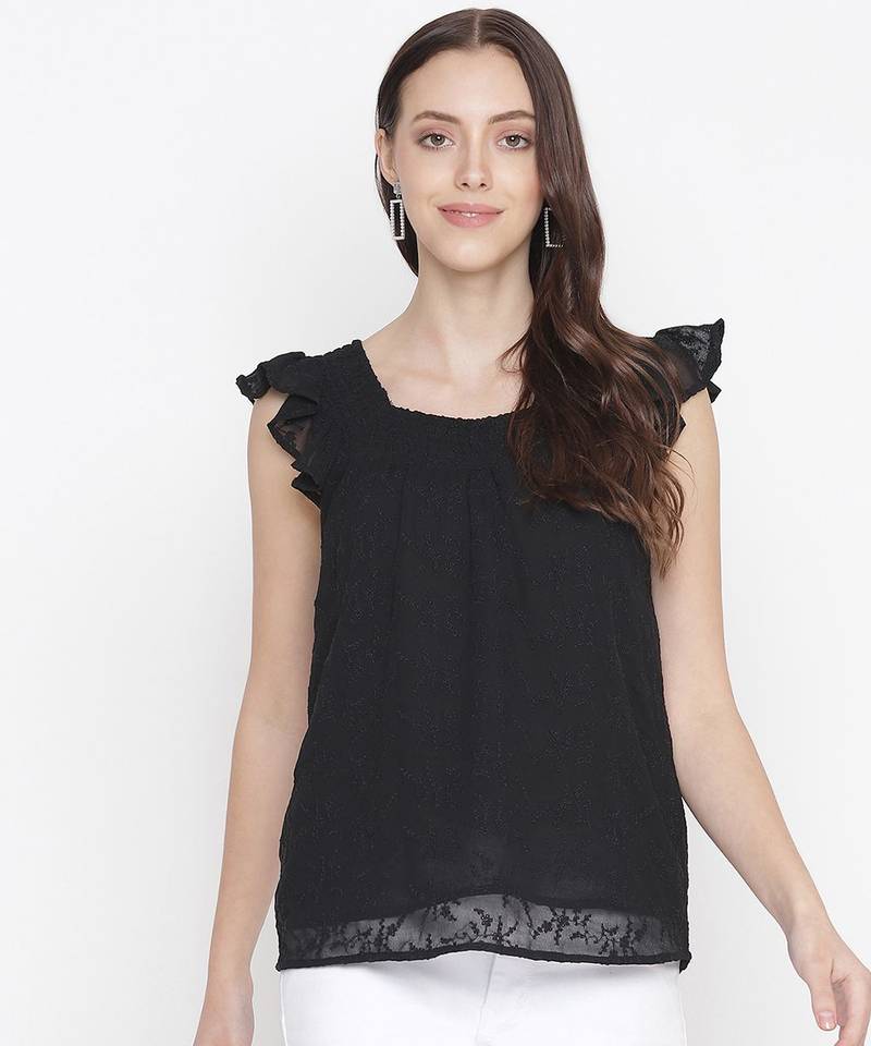 Jewel Black lurux print glitz women top