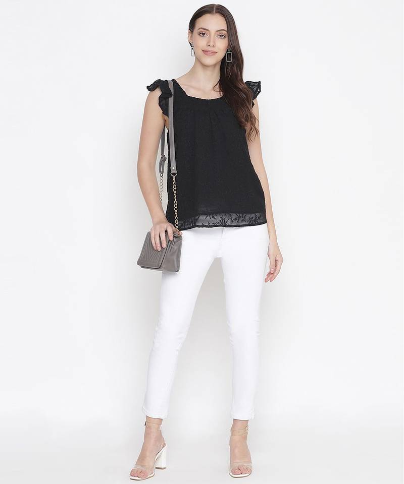 Jewel Black lurux print glitz women top