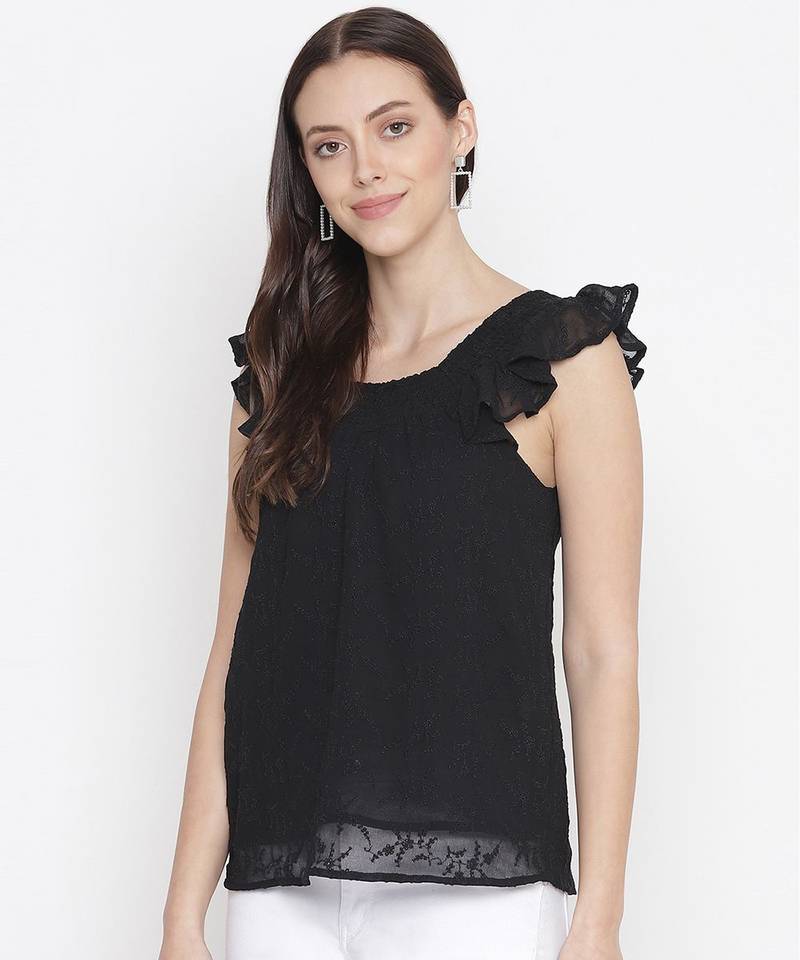 Jewel Black lurux print glitz women top