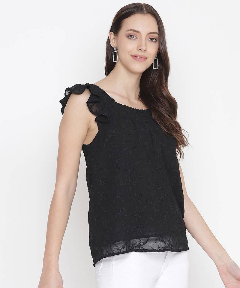 Jewel Black lurux print glitz women top