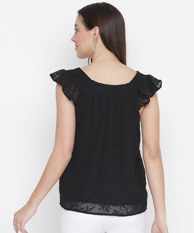 Jewel Black lurux print glitz women top