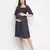 Coca black printed  ruffled maternity smocked dress