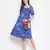 Chill Blue floral print maternity smocked dress
