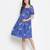 Chill Blue floral print maternity smocked dress