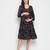 Grey floral print falred maternity dress