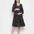 Grey floral print falred maternity dress