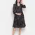 Grey floral print falred maternity dress