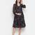 Grey floral print falred maternity dress