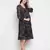 Grey floral print falred maternity dress