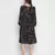 Grey floral print falred maternity dress