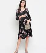 Supreme black floweratic maternity dress