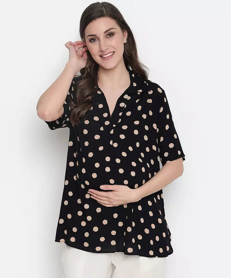 Yellowcious polka print casual maternity Top