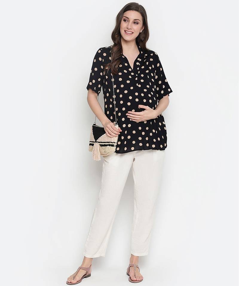 Yellowcious polka print casual maternity Top