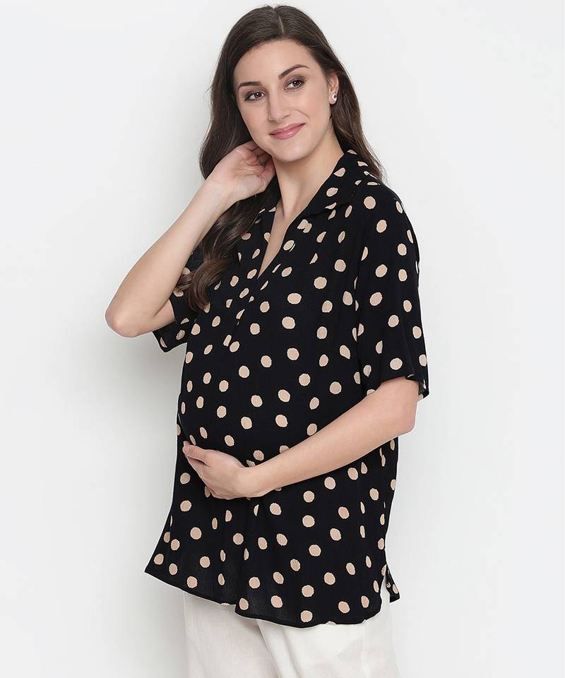 Yellowcious polka print casual maternity Top